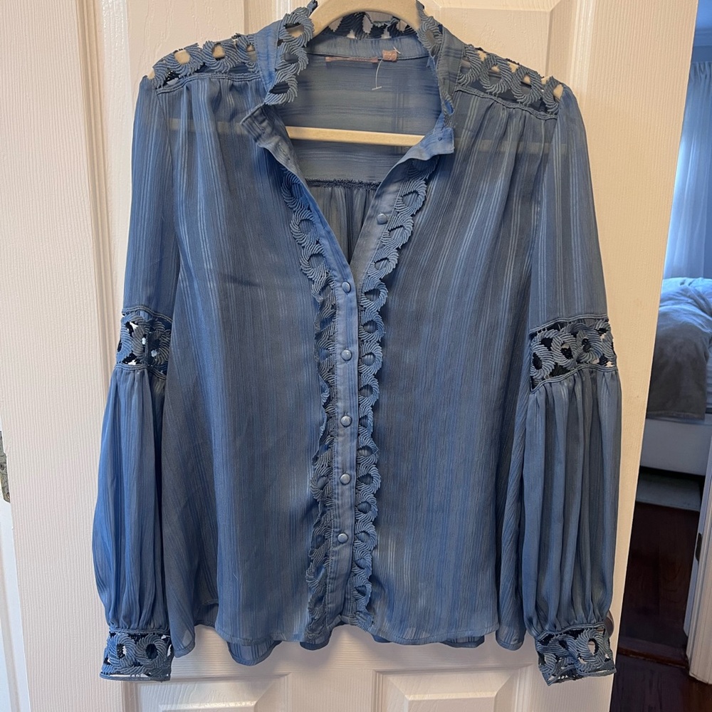 Tuckernuck Sheer Blue Button Down with Detailing